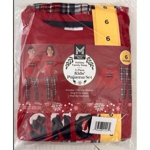 Members Mark Christmas 2-Piece Let it Snow Pajama Set Size‎ 6 Kids Red Plaid